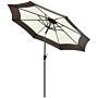 Outsunny 2.7m Garden Parasol Umbrella With 8 Metal Ribs, Tilt And Crank, Outdoor Sunshades, Coffee