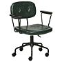 Office Chair Dark Green Faux Leather Swivel Adjustable Height With Armrests Home Office Study Traditional Beliani