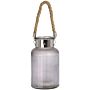 Frosted Glass Lantern With Rope Detail And Interior Led