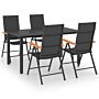 Vidaxl 5 Piece Garden Dining Set Black And Brown