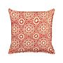 Decorative Cushion Red Cream Cotton Geometric Pattern 45 X 45 Cm Folk Design