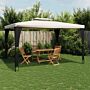 Vidaxl Gazebo With Double Roof Cream 3.98x2.98 M Steel