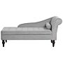 Chaise Lounge Light Grey Velvet Upholstery Black Legs