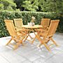 Vidaxl 5 Piece Garden Dining Set Solid Teak Wood