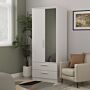 Contrast Double 2 Drawer Mirror Wardrobe In Grey Matt