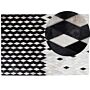 Rug Black And White Leather 160 X 230 Cm Modern Patchwork Handcrafted