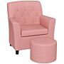 Aiyaplay 2pcs Kids Sofa Set With Footrest, For Playroom, Pink