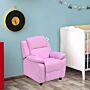 Homcom Kids Children Recliner Lounger Armchair Games Chair Sofa Seat Pu Leather Look W/ Storage Space On Arms (pink)