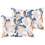 Set Of 2 Garden Cushions Multicolour Polyester 40 X 60 Cm Floral Pattern Modern Outdoor Decoration Water Resistant