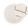 Round Area Rug Beige Cotton ⌀ 140 Cm Tufted With Fringe Pattern