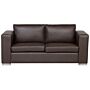 3 Seater Sofa Brown Split Leather Upholstery Chromed Legs