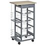 Homcom Kitchen Trolley, Multi-use Kitchen Island W/ 4 Baskets 2 Side Racks 4 Wheels Food Storage Smooth Rolling Compact Furniture Dark Grey