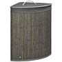 Homcom Bamboo Laundry Basket With Lid, 55 Litres Laundry Hamper With Removable Washable Lining, Corner Washing Baskets, 38 X 38 X 57cm, Grey