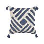 Scatter Cushion Beige And Blue Cotton 45 X 45 Cm Geometric Pattern Tassels Removable Cover With Filling