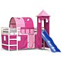 Vidaxl Kids' Loft Bed With Tower Pink 90x190 Cm Solid Wood Pine