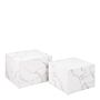 Dice Square Coffee Table Set In White Marble Effect