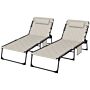 Outsunny Foldable Sun Lounger Set With 5-level Reclining Back, Outdoor Tanning Chairs With Build-in Padded Seat, Sun Loungers W/ Side Pocket