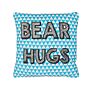 Kids Cushion Blue Cotton 40 X 40 Cm Bear Hugs Print Triangle Pattern Square Shape Children Room