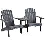 Outsunny Wooden Outdoor Double Adirondack Chairs Loveseat W/ Center Table And Umbrella Hole Grey