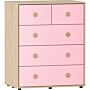 Junior Vida Neptune 5 Drawer Chest, Pink & Oak