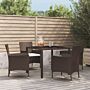 Vidaxl 5 Piece Garden Dining Set With Cushions Brown Poly Rattan