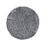 Shaggy Area Rug High-pile Carpet Solid Black And White Polyester Round 140 Cm