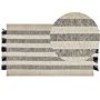 Area Rug Off-white And Black Wool 80 X 150 Cm Rectangular Hand Woven With Tassels