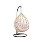 Hanging Chair Beige Rattan Metal Frame Indoor-outdoor Basket Shape