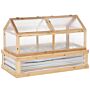 Outsunny Raised Garden Bed With Greenhouse Top, Garden Wooden Cold Frame Greenhouse Flower Planter Protection, 122x 61 X 81.7cm, Natural