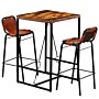 Vidaxl Bar Set 3 Pieces Solid Reclaimed Wood And Genuine Goat Leather