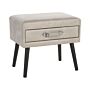 Side Table With Storage Beige Faux Leather Black Legs 46 X 50 X 35 Cm Suitcase