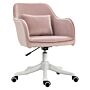 Vinsetto Velvet Style Office Chair With Rechargeable Electric Vibration Massage Lumbar Pillow, Wheels, Pink