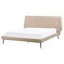 Bed Frame Beige Faux Leather Upholstery Eu King Size 5ft3 Modern Design Tufted Headboard