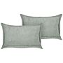 Set Of 2 Light Green Decorative Pillows Corduroy 47 X 27 Cm Modern Traditional Cushions