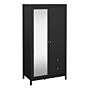 Madrid Wardrobe With 1 Door + 1 Mirror Door + 2 Drawers Matt Black