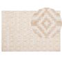 Rug Beige Viscose 140 X 200 Cm Geometric Pattern Hand Woven Flatweave