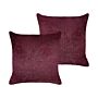 Set Of 2 Decorative Cushions Burgundy Polyester 45 X 45 Cm