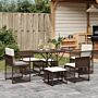 Vidaxl 7 Piece Garden Dining Set With Cushions Brown Poly Rattan