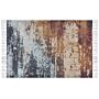 Area Rug Multicolour Polyester And Cotton 140 X 200 Cm Handwoven Printed Abstract Watercolour Painting Pattern