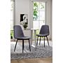 Set Of 2 Velvet Diamond Patterned Back Upholstered Dining Chairs With Metal Legs