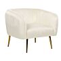 Armchair Cream Beige Velvet Golden Metal Frame Round Back