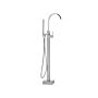 Bath Mixer Tap Silver Gloss Brass Freestanding Bathtub Faucet With Hand Shower Floor Mounted