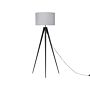 Floor Lamp Grey Polycotton 156h Cm Black Metal Tripod Legs Drum Shade