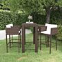 Vidaxl 5 Piece Garden Bar Set With Cushions Poly Rattan Brown