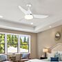 Homcom Reversible Ceiling Fan With Light, 3 Blades Indoor Modern Mount White Led Lighting Fan With Remote Controller, White