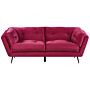 Sofa Burgundy Velvet Metal Legs 210 X 90 Cm With Cushions