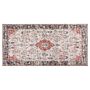 Area Rug Red And Beige Cotton Polyester 80 X 150 Cm Oriental Pattern Distressed Vintage Home Decor