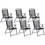 Set Of 6 Garden Chairs Black Steel Frame Foldable