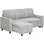 Homcom L Sofa Bed, With Storage - Light Grey