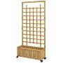 Outsunny Wooden Trellis Planter, Raised Garden Bed With Wheels And Bed Liner, To Climb And Grow Vegetables, Herbs And Flowers